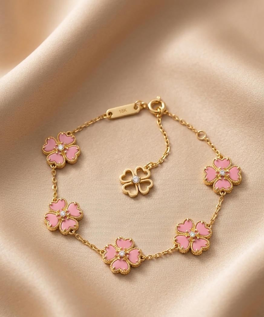 Signature 5 Flowers Bracelet - Pink