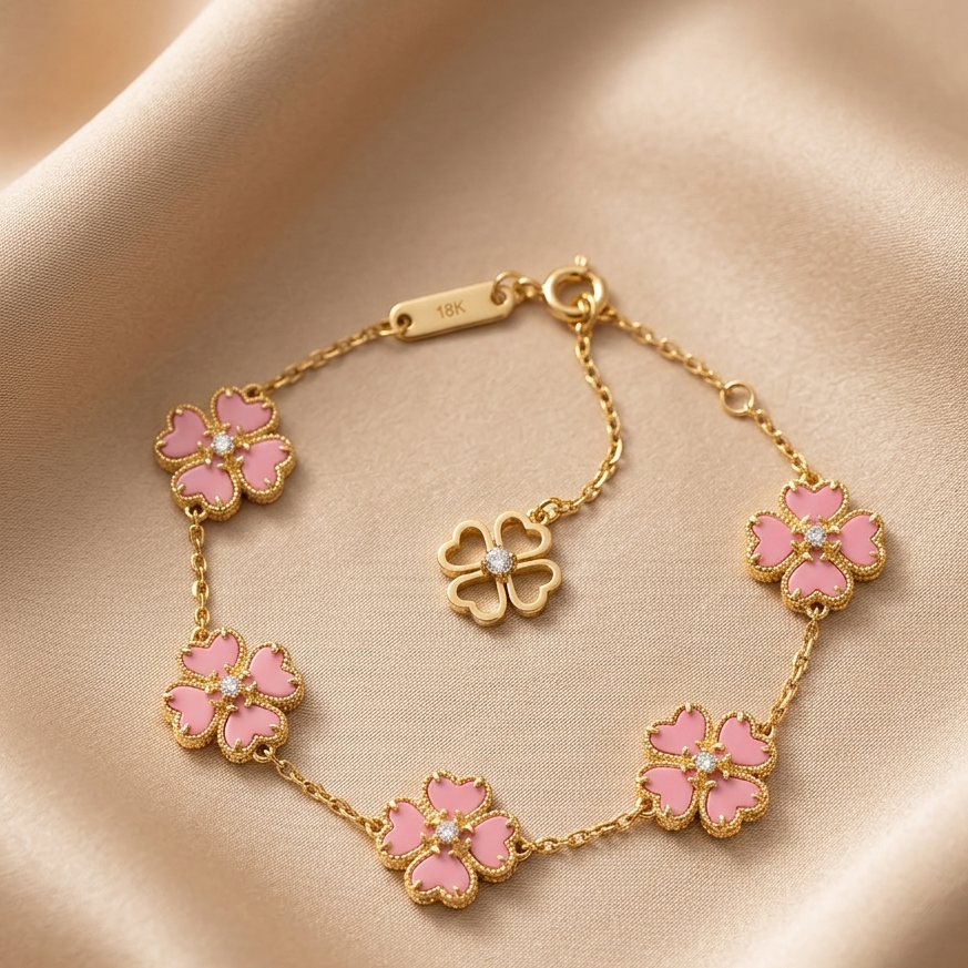 Signature 5 Flowers Bracelet - Pink