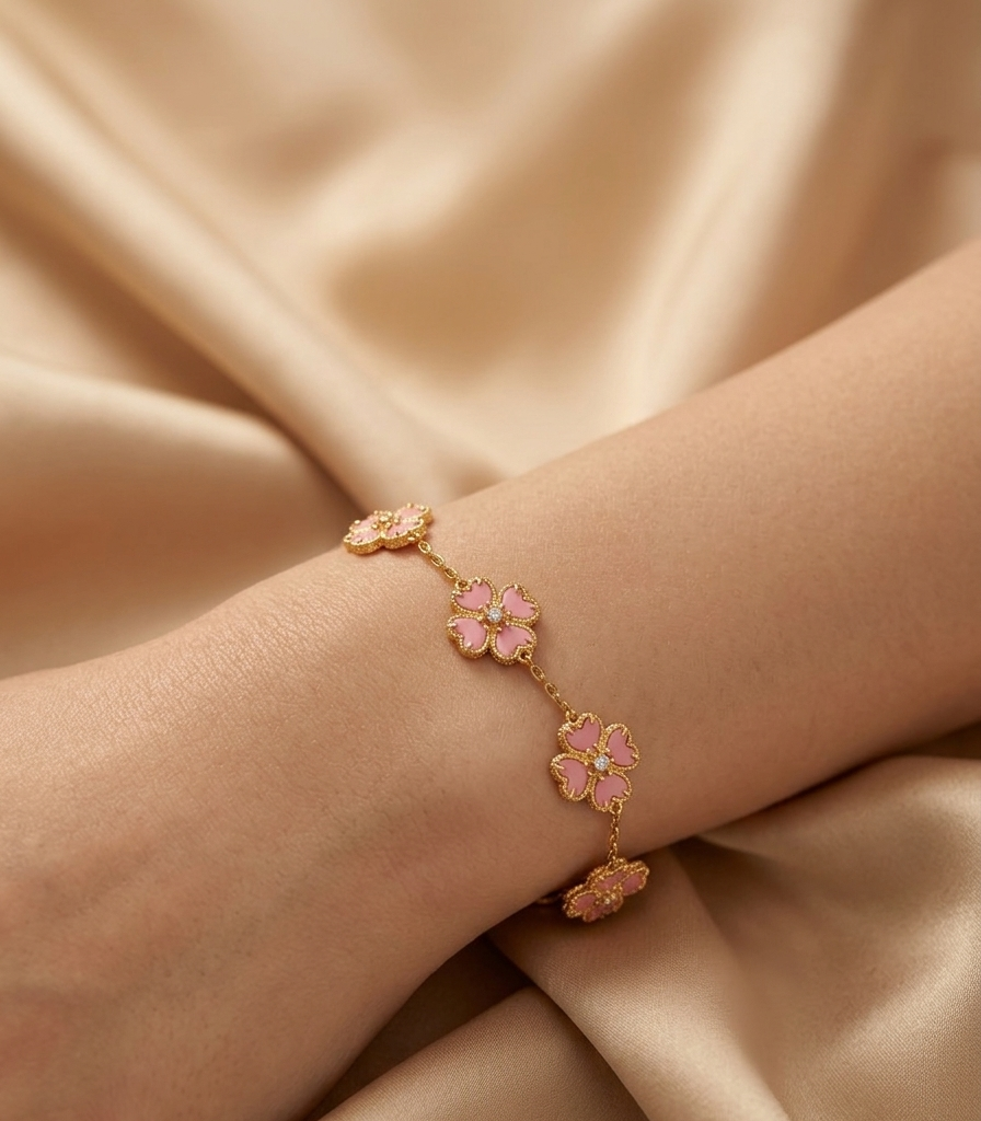 Signature 5 Flowers Bracelet - Pink
