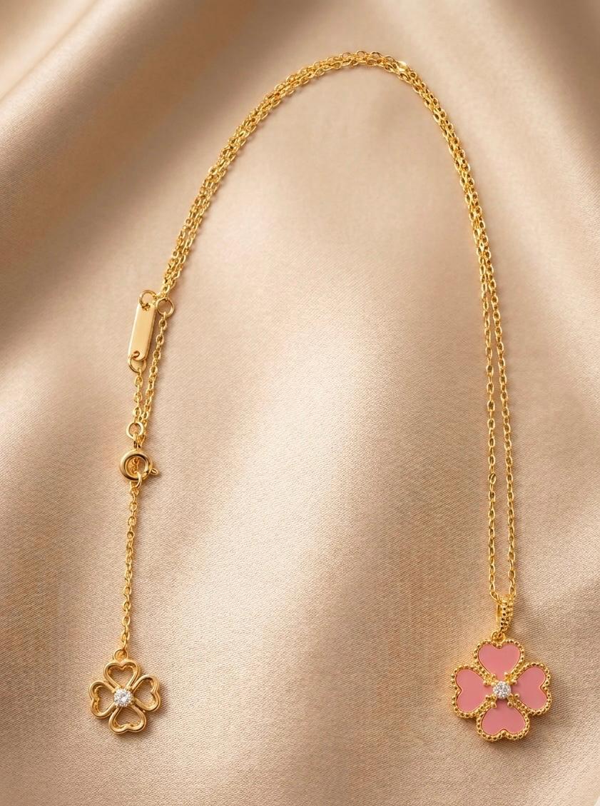 Signature Necklace & Earrings Set - Pink