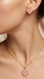 Signature Necklace & Earrings Set - Pink