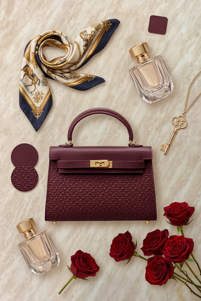 Ritzy Mini Lock Bag - Burgundy