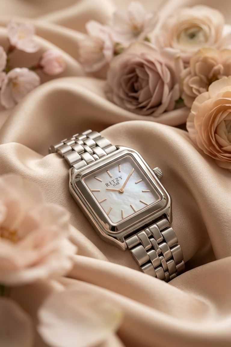 Ritzy Timeless Square Watch - Pearl