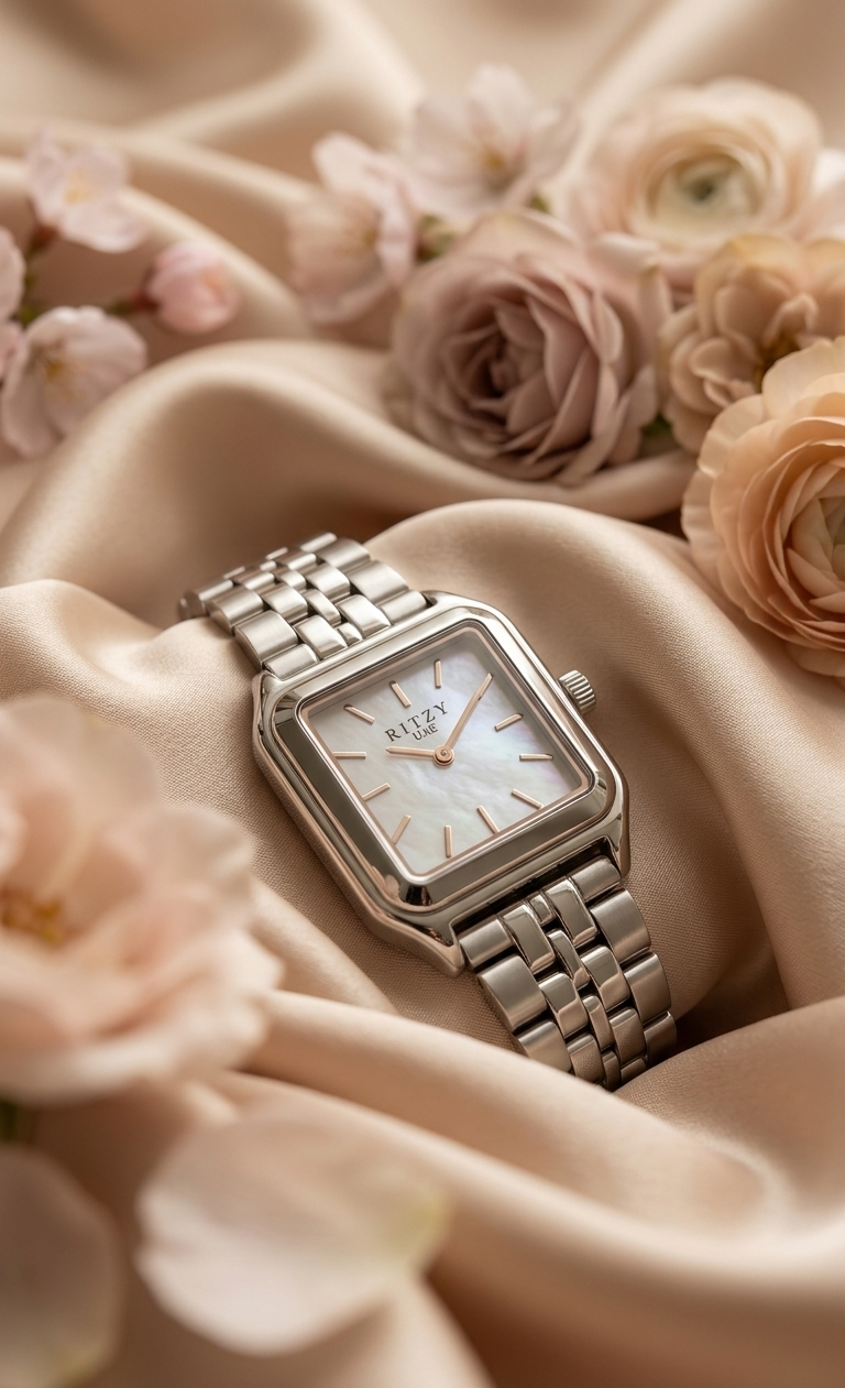 Ritzy Timeless Square Watch - Pearl