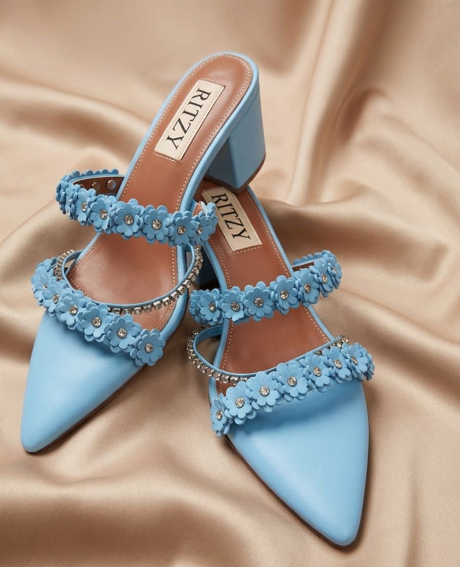 Floral heel - blue