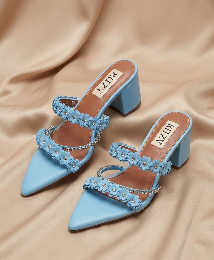 Floral heel - blue