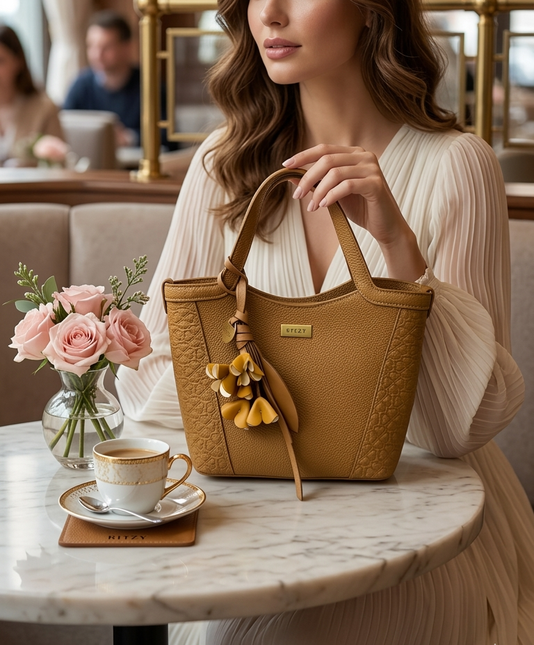 Ritzy Small Tote Bag - Camel