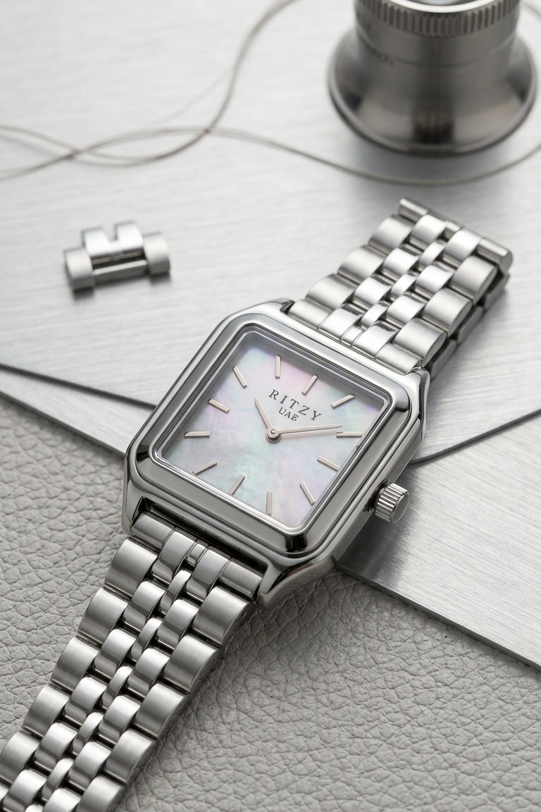 Ritzy Timeless Square Watch - Pearl