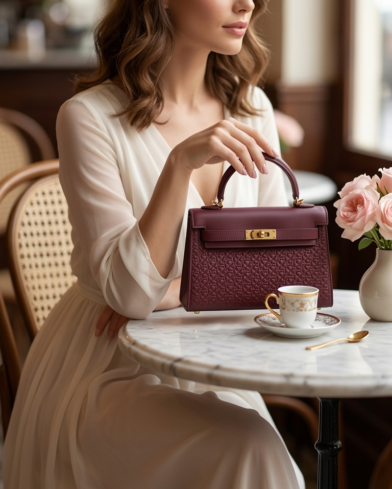 Ritzy Mini Lock Bag - Burgundy