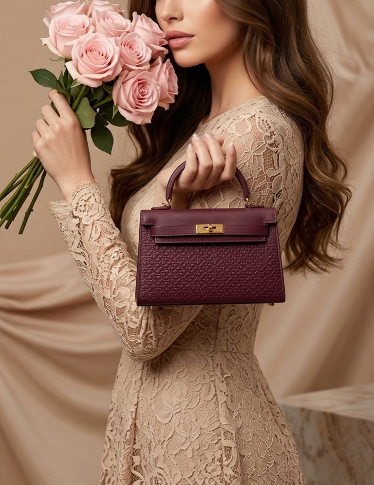 Ritzy Mini Lock Bag - Burgundy