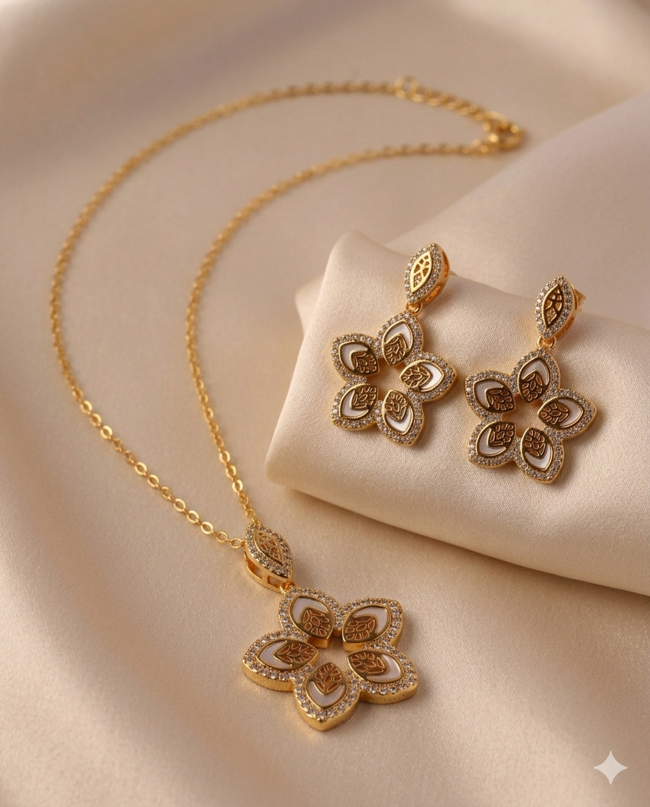 Pearl Doré Neklace and Earrings Set