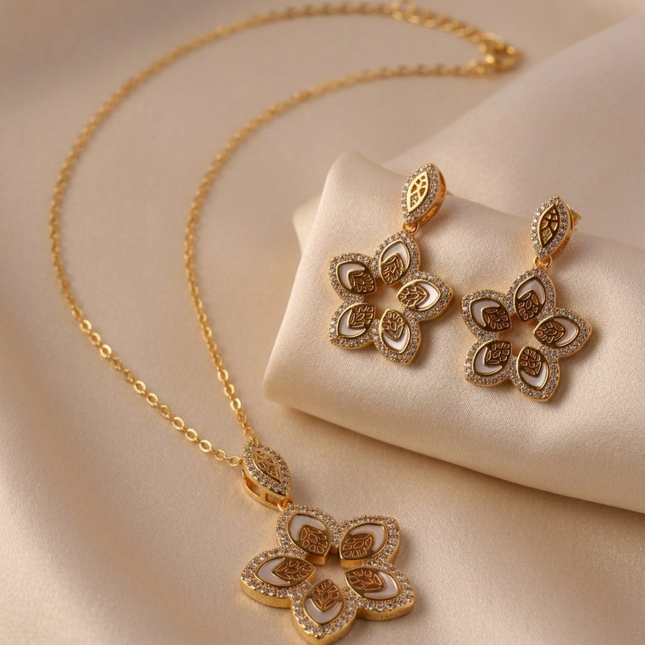 Pearl Doré Neklace and Earrings Set