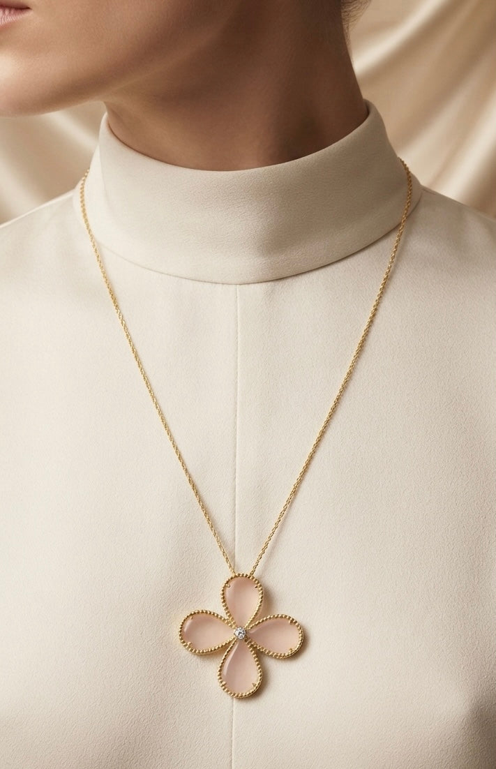 Bloom Classic Long Necklace - Pink Chalcedony