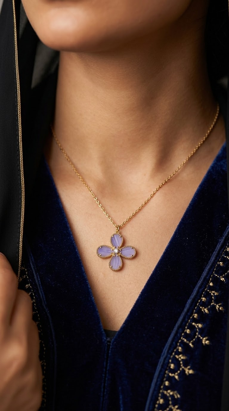 BLOOM  CHALCEDONY  PURPLE short necklace