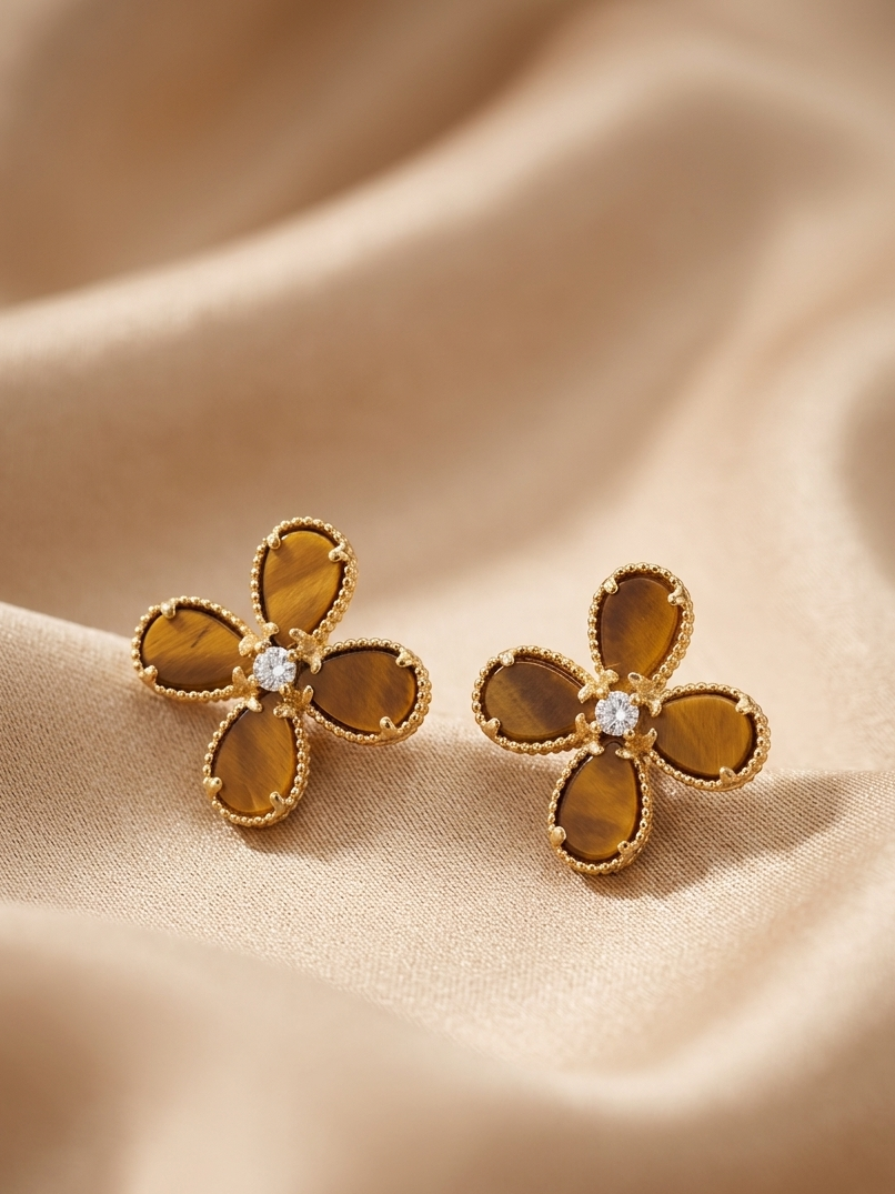 Bloom Classic Earrings - Tiger Eye