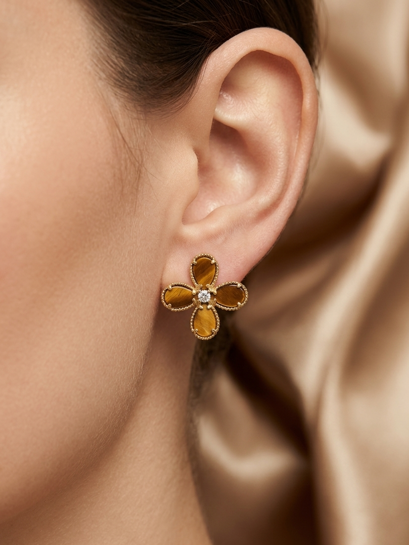 Bloom Classic Earrings - Tiger Eye