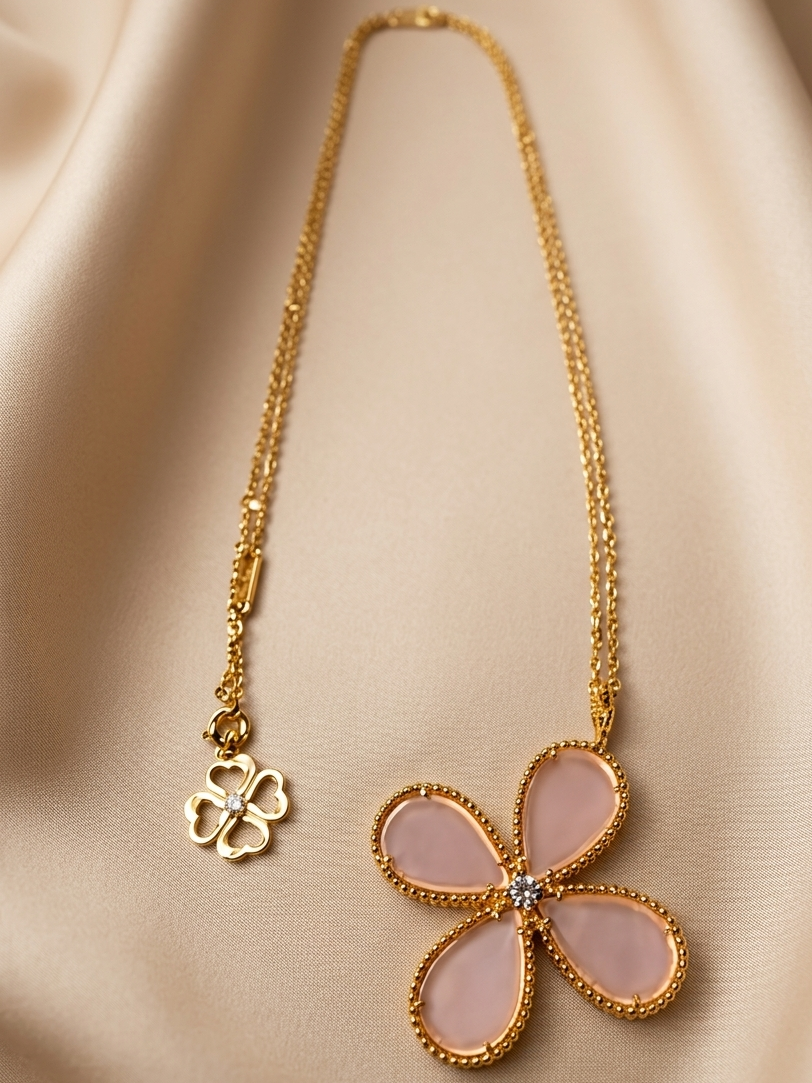Bloom Classic Long Necklace - Pink Chalcedony