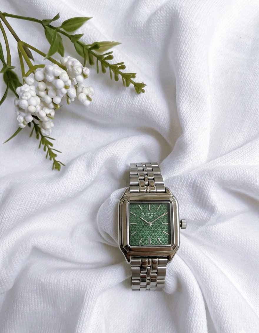 Ritzy Timeless Square Watch - Mint Green