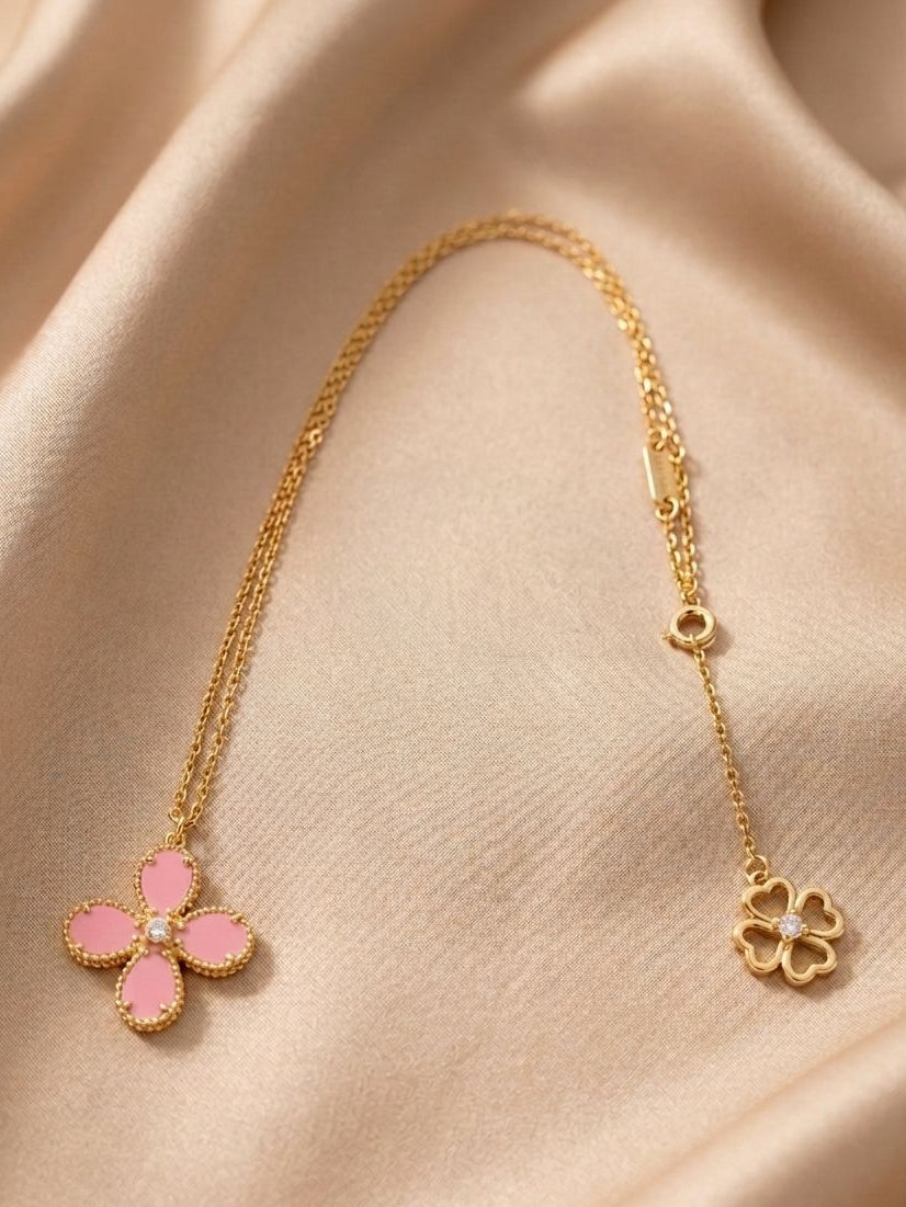 Bloom Classic Short Necklace- Pink Turquoise