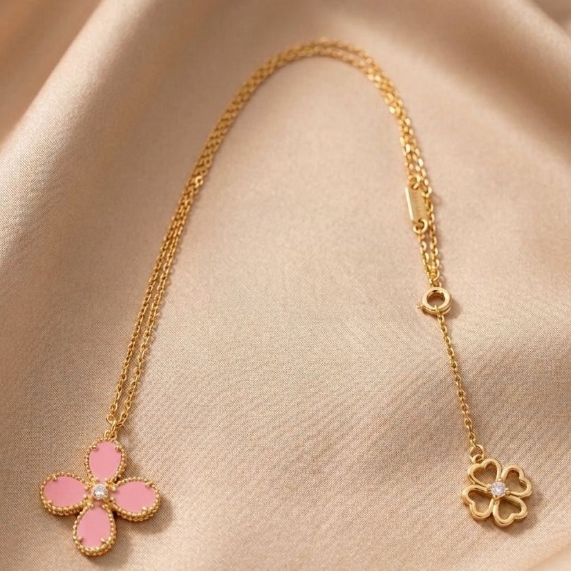 Bloom Classic Short Necklace- Pink Turquoise