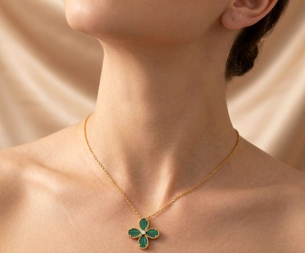 Bloom  Short Necklace- Malachite