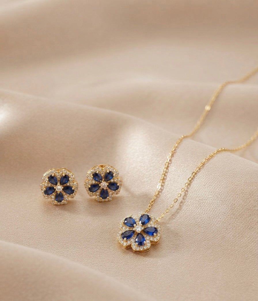 Blue Floral jewellery set by Ritzy