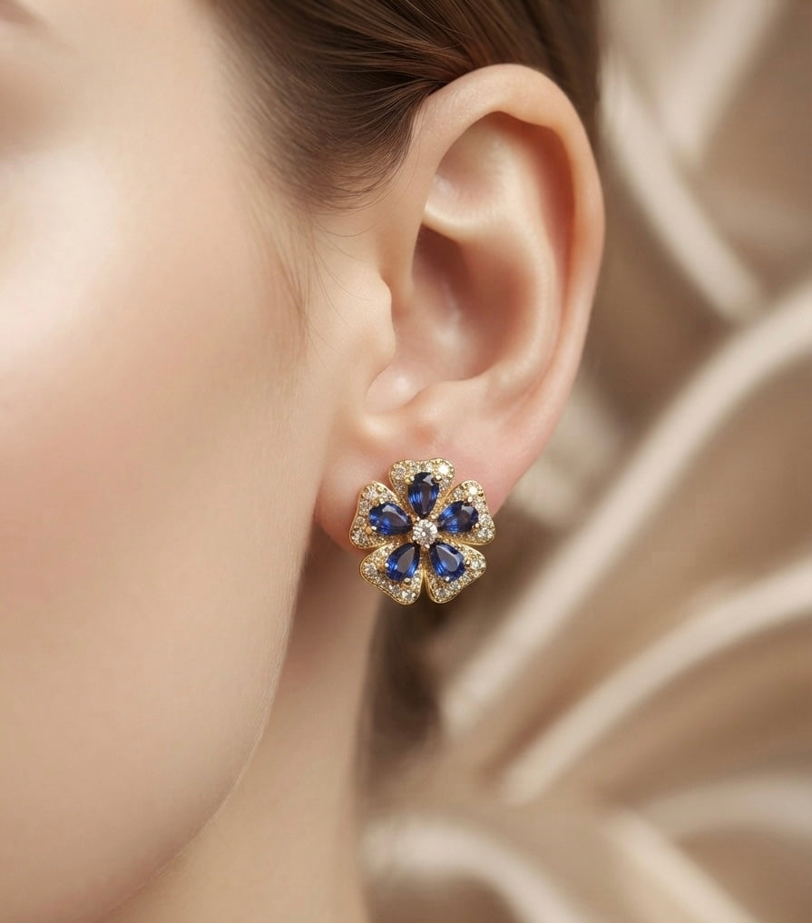 Blue Floral jewellery set by Ritzy — view 2
