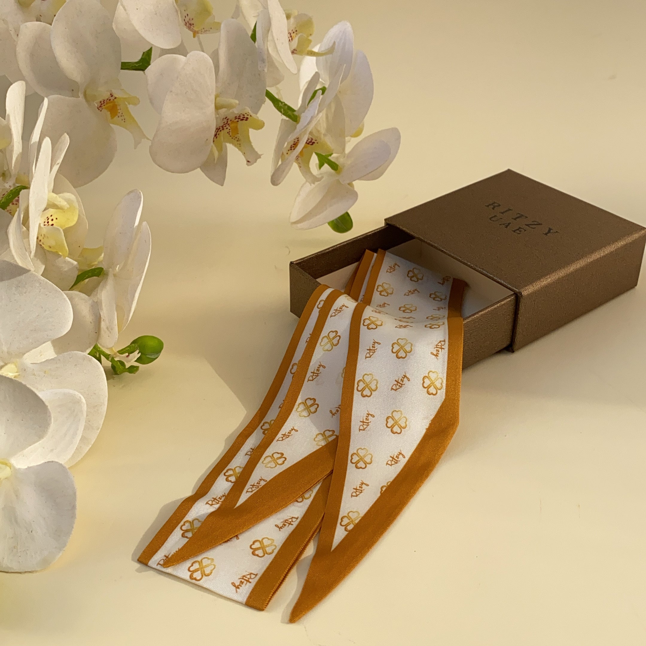 Classic Italian silk handbag scarf by Ritzy — view 2