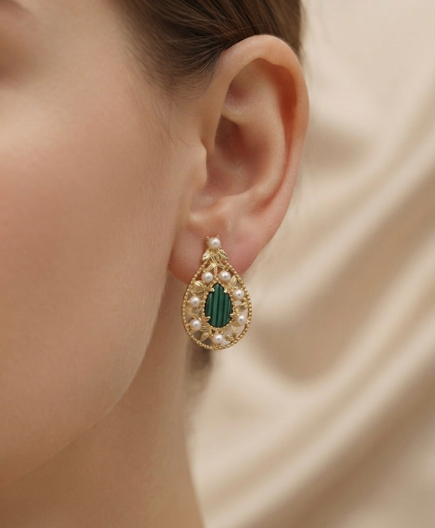 Dana malachite earrings by Ritzy — view 2