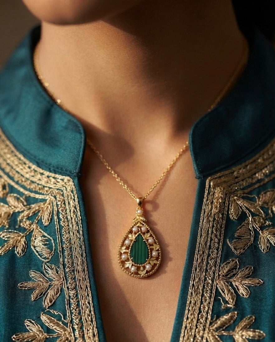 Dana malachite short necklace by Ritzy — view 2