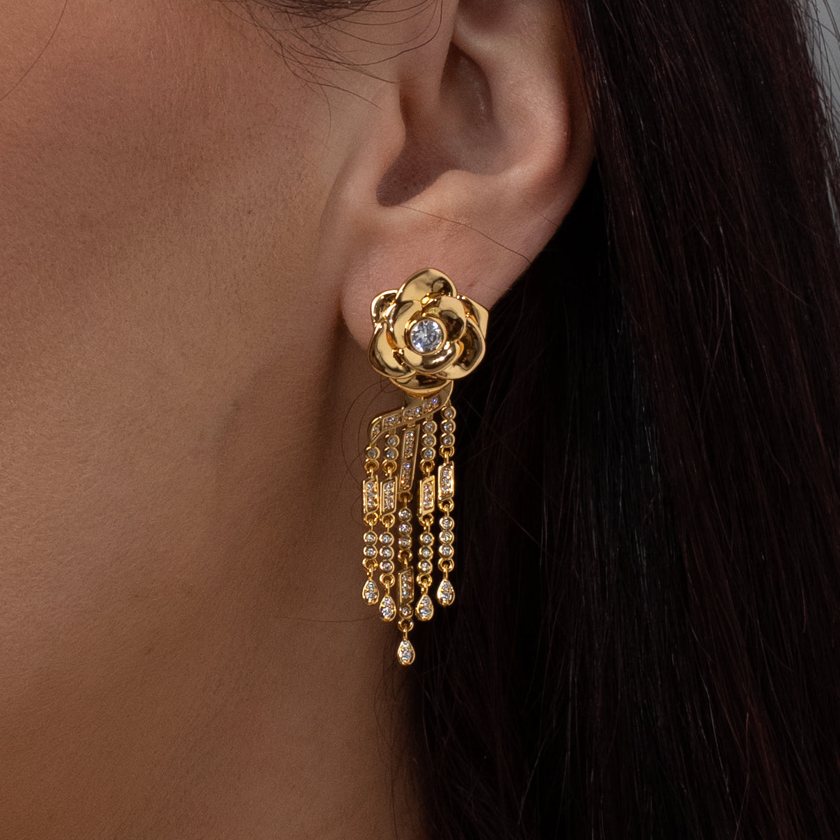 Ward Cascading Rose Drop Earrings