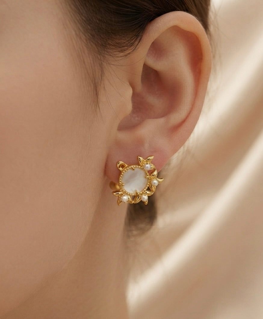 Fleur de lune pearl earrings by Ritzy — view 2