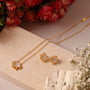 Fleur de lune pearl necklace and earrings set, 18K gold plated — view 2