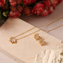 Fleur de lune pearl necklace and earrings set, 18K gold plated — view 3