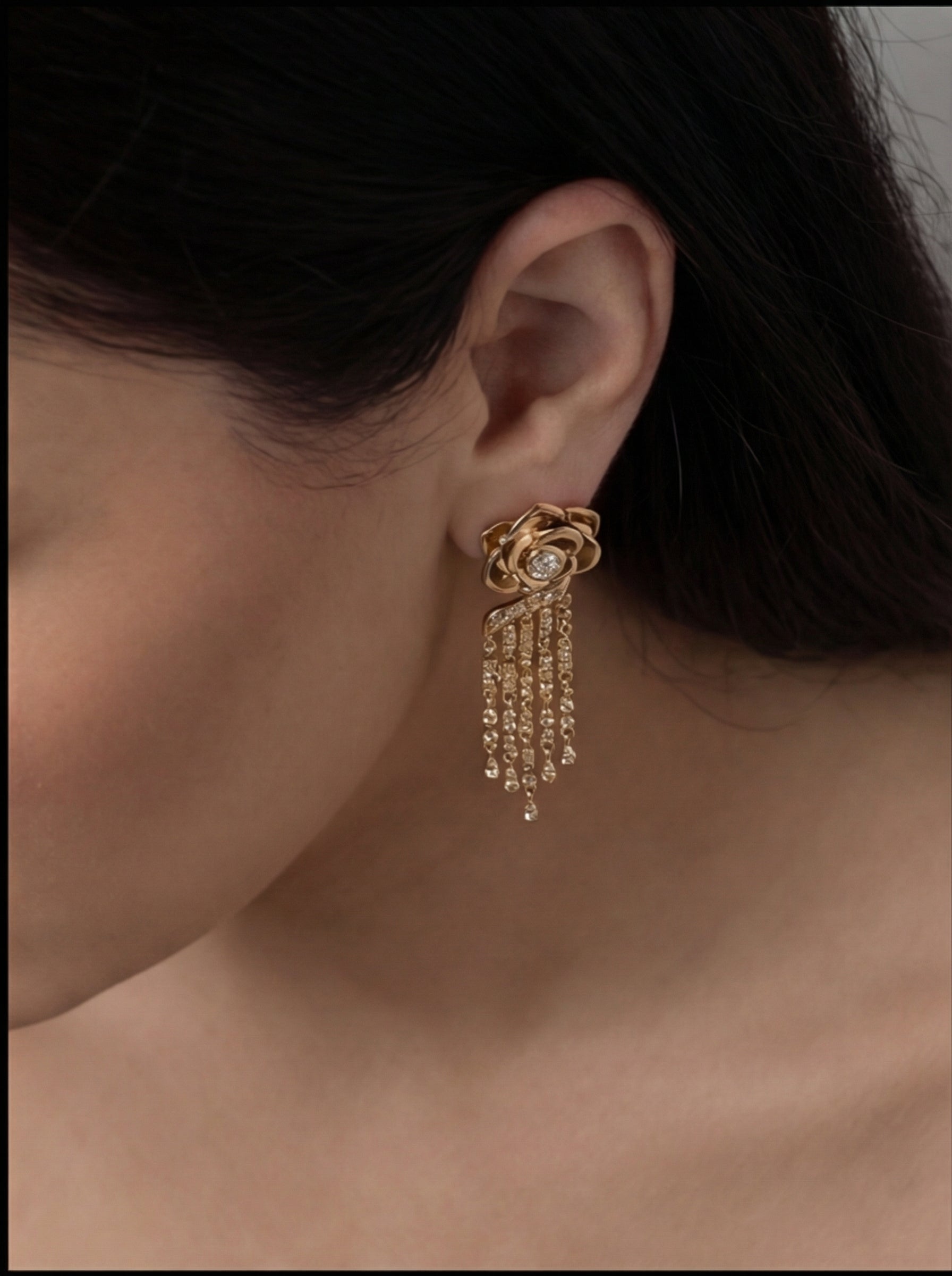 Ward Cascading Rose Drop Earrings