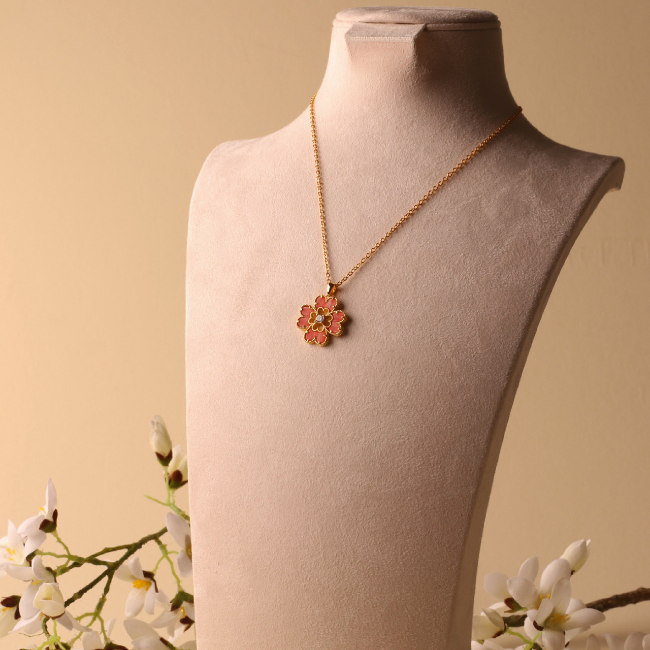 The Love Flower Necklace - Rhodochrosite