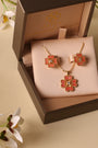 The Love Flower rhodochrosite necklace and earrings set, 18K gold plated