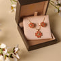 The Love Flower rhodochrosite necklace and earrings set, 18K gold plated