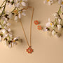 The Love Flower rhodochrosite necklace and earrings set, 18K gold plated — view 3
