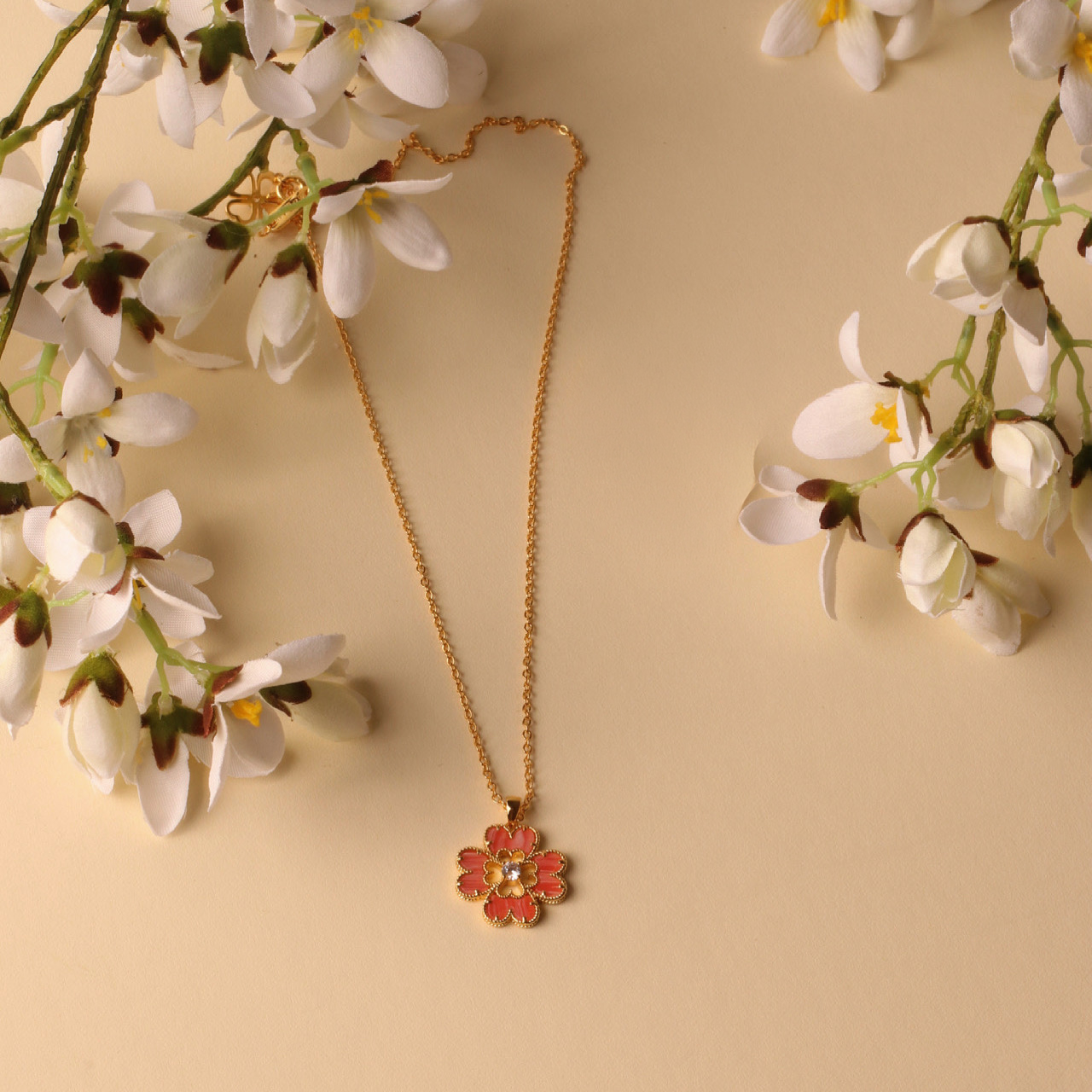 The Love Flower Necklace - Rhodochrosite