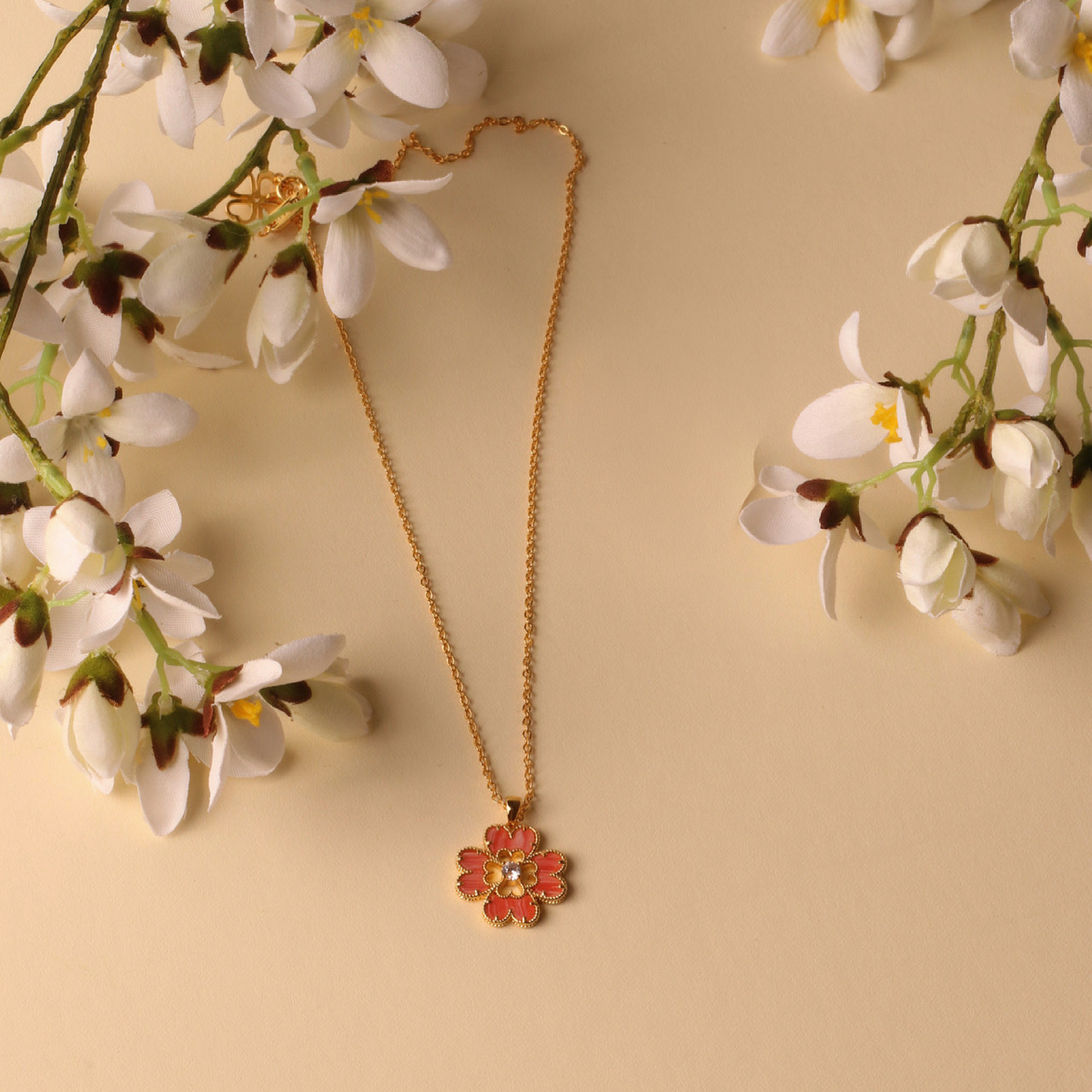 The Love Flower Necklace - Rhodochrosite