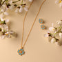 The Love Flower turquoise necklace and earrings set, 18K gold plated — view 2