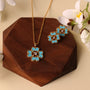 The Love Flower turquoise necklace and earrings set, 18K gold plated — view 3