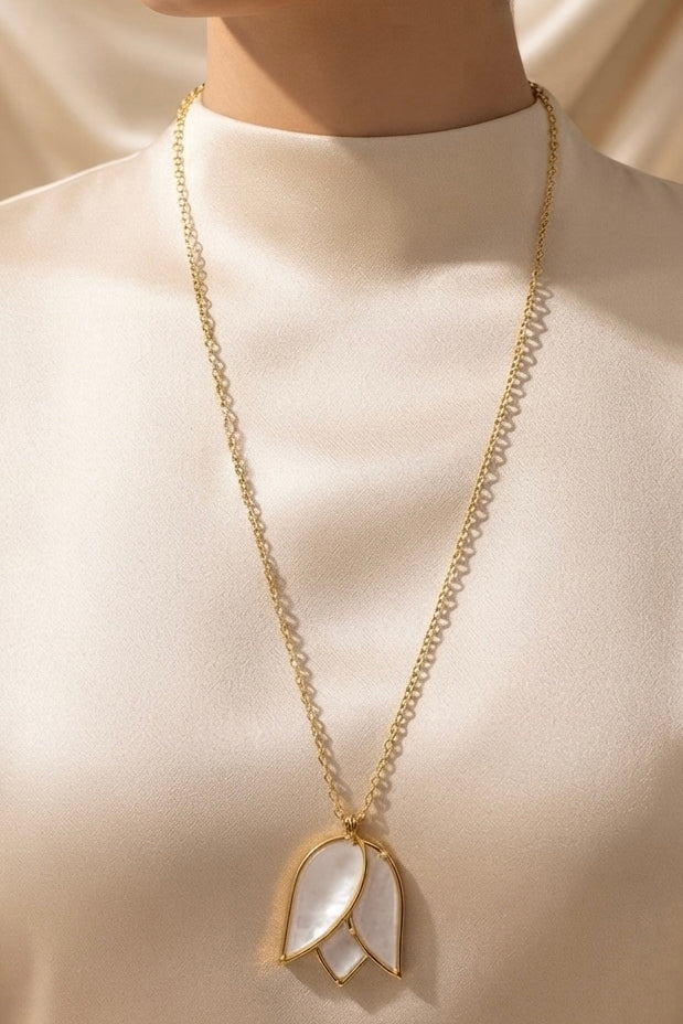 The Love long gold-tone tulip necklace by Ritzy — view 2