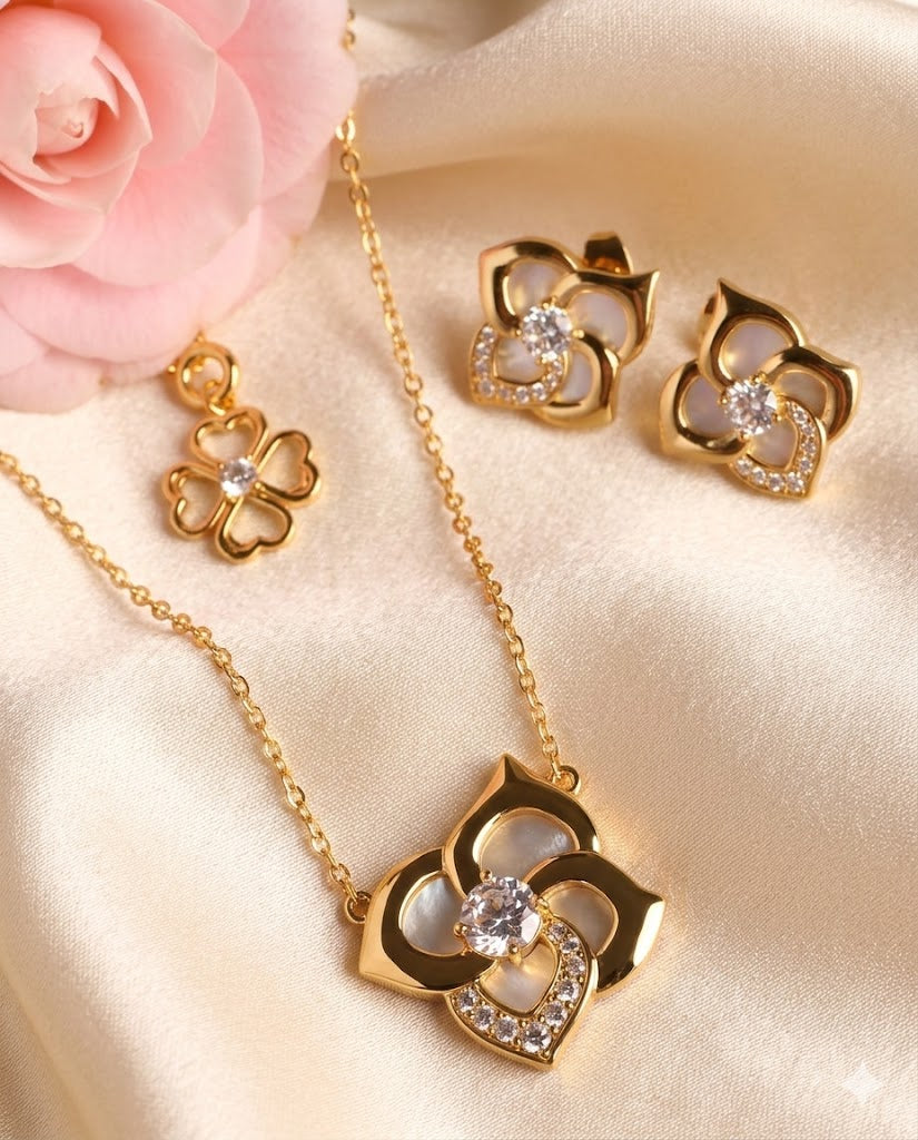 Pearl Rosa - necklace and earrings set