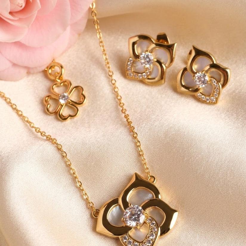 Pearl Rosa - necklace and earrings set