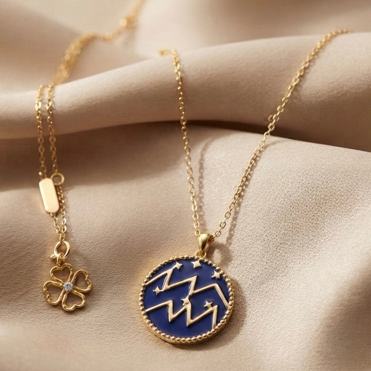 Aquarius zodiac necklace by Ritzy