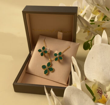 BLOOM - Malachite earrings & necklace set