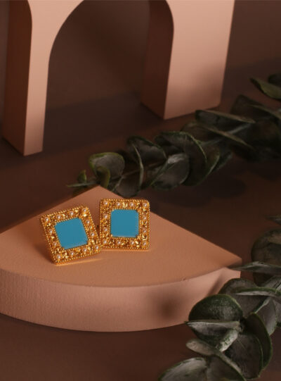 DANA - square turquoise earrings