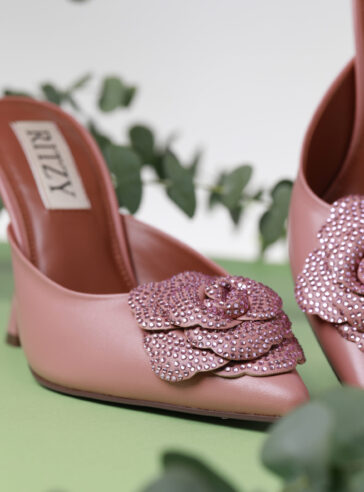 Flower HEELS - Pink leather
